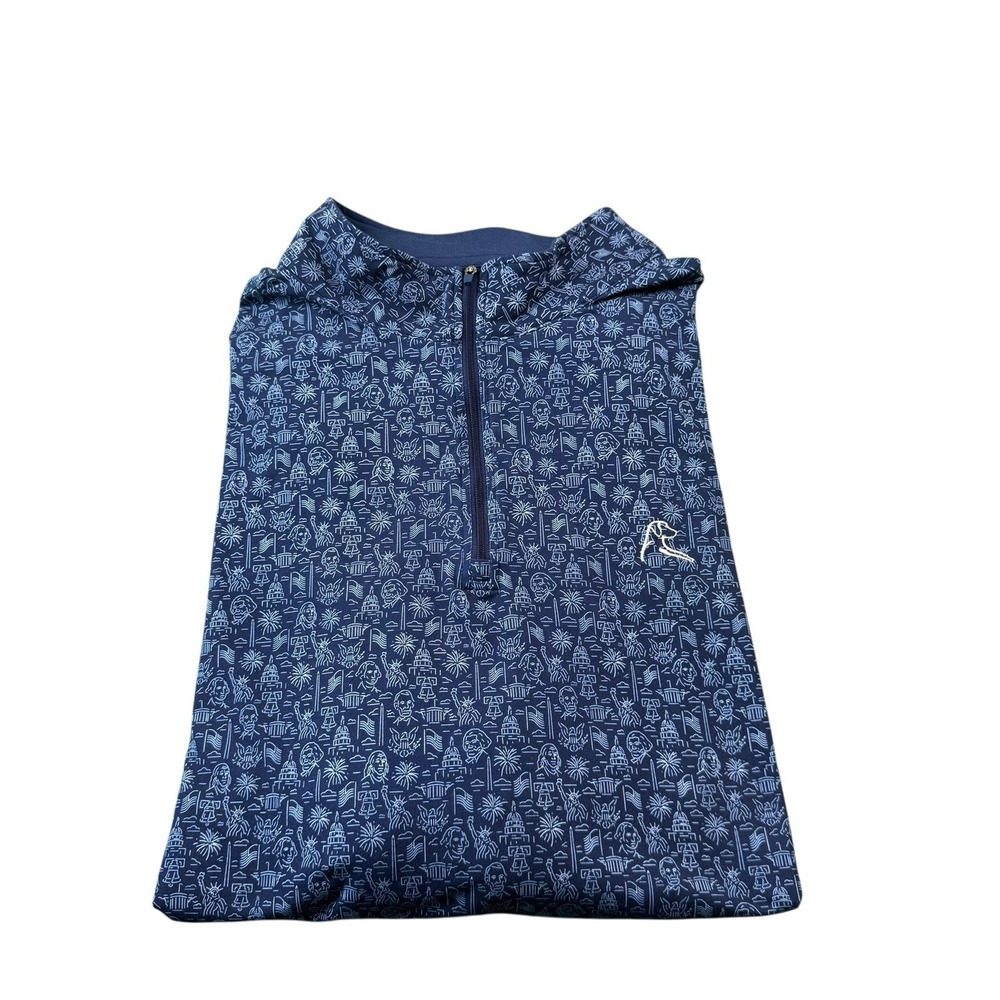 Rhoback Blue Americana Performance AOP Men's Half Zip Pullover Size 3XL